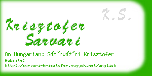 krisztofer sarvari business card